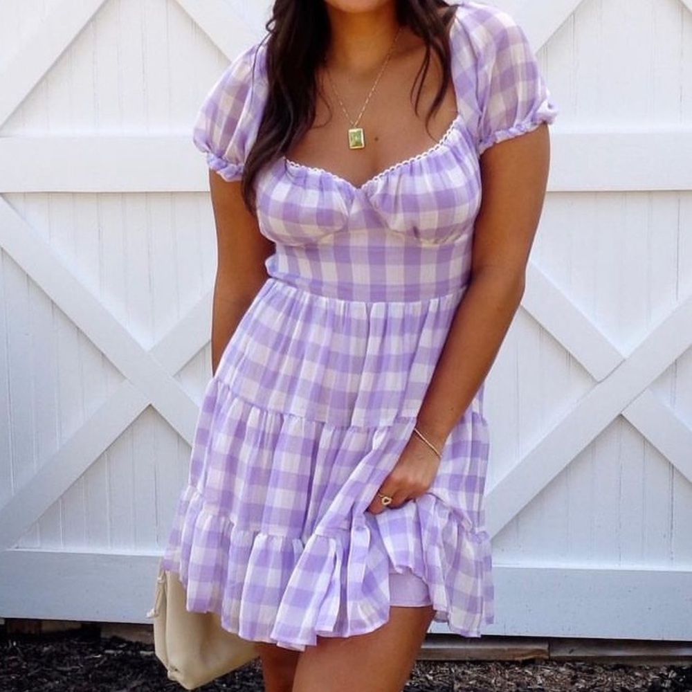 Purple gingham dress
